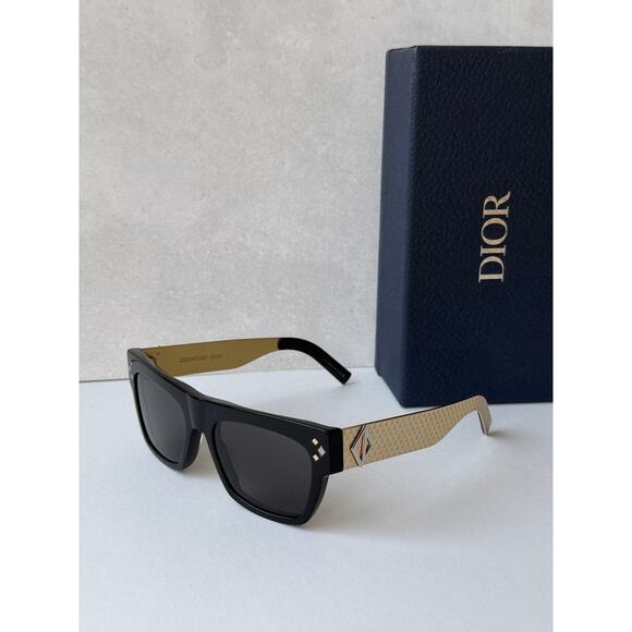 NEW Dior CD Diamond S8I Square Sunglasses in Black Gold $750 main image 8